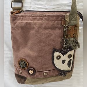 Adorable Chala Swing bag OWL Canvas 100% cotton. EUC
